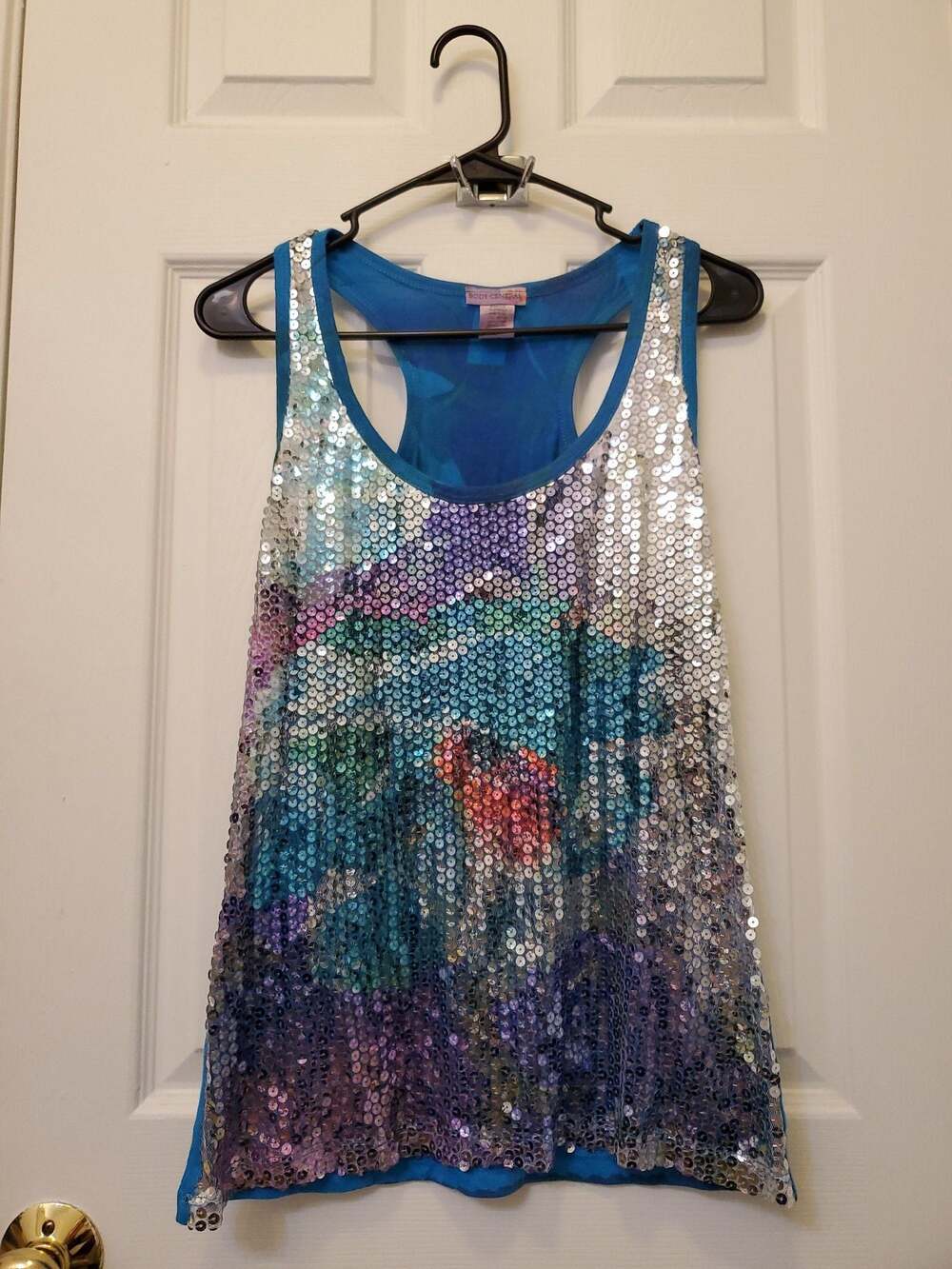 VTG Y2K Sheer Sequin Layering Tank Top - Body Central Festival Rave